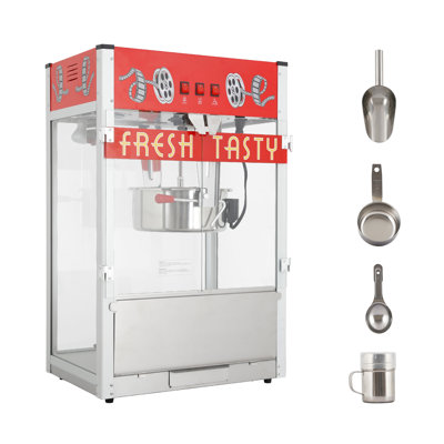 16 Ounce Countertop Popcorn Machine with  Kettle, Stainless Steel Scoop, Oil Spoon & 3 Popcorn Cups for Home Movie Theater