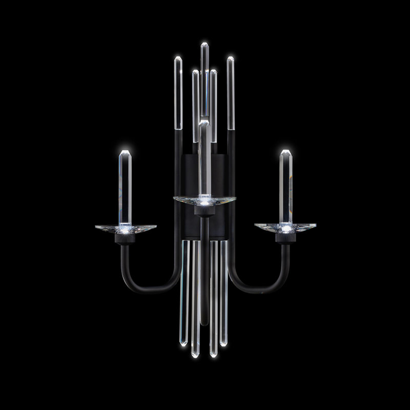 Calliope 3 Light Crystal LED Wall Sconce, Black