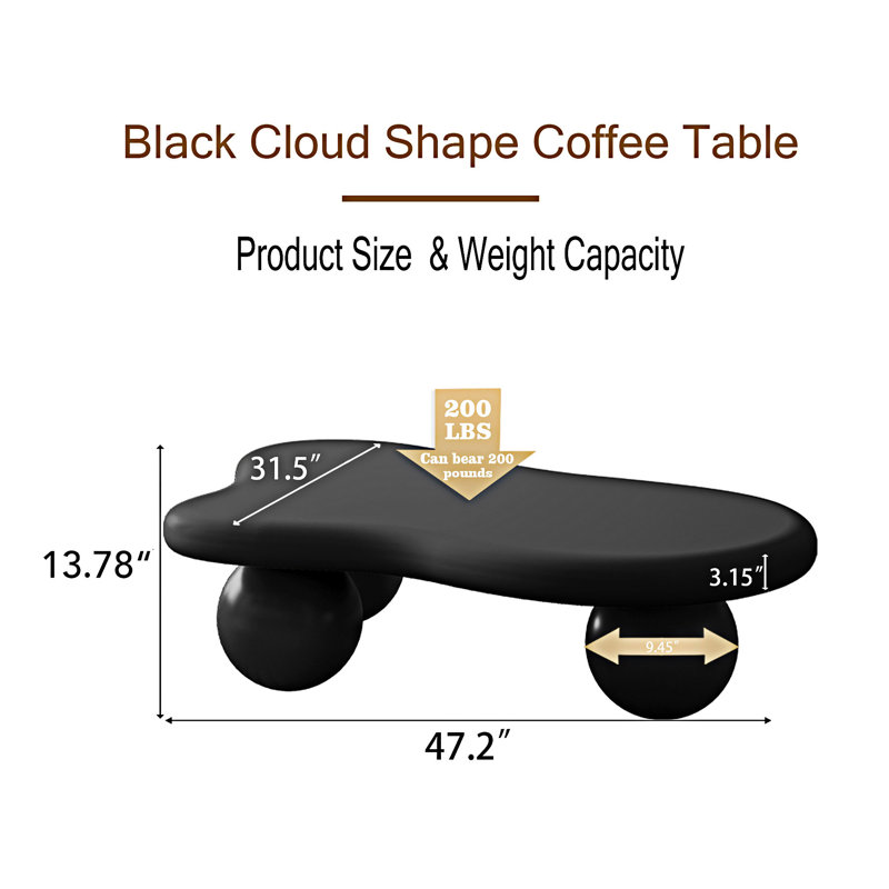 Table basse en forme de nuage, Noir