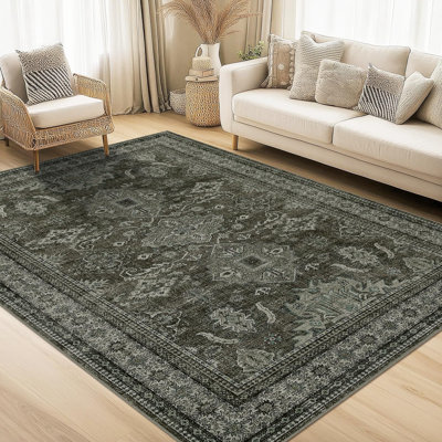 Washable Area Rugs Vintage Distressed Rugs Stain Resistant Area Rug Floor Cover for Bedroom Living Room