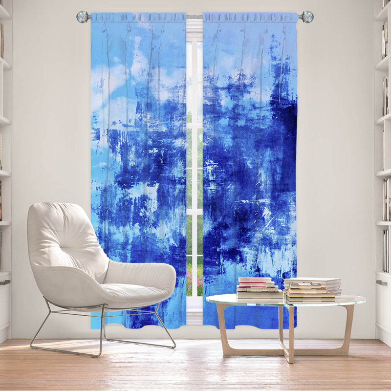 Rideau en polyester, L 20 po x L 61 po, Bleu