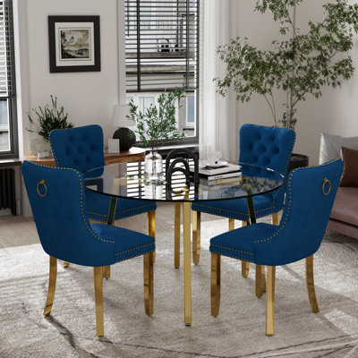 5-Piece Round Glass Dining Table Set