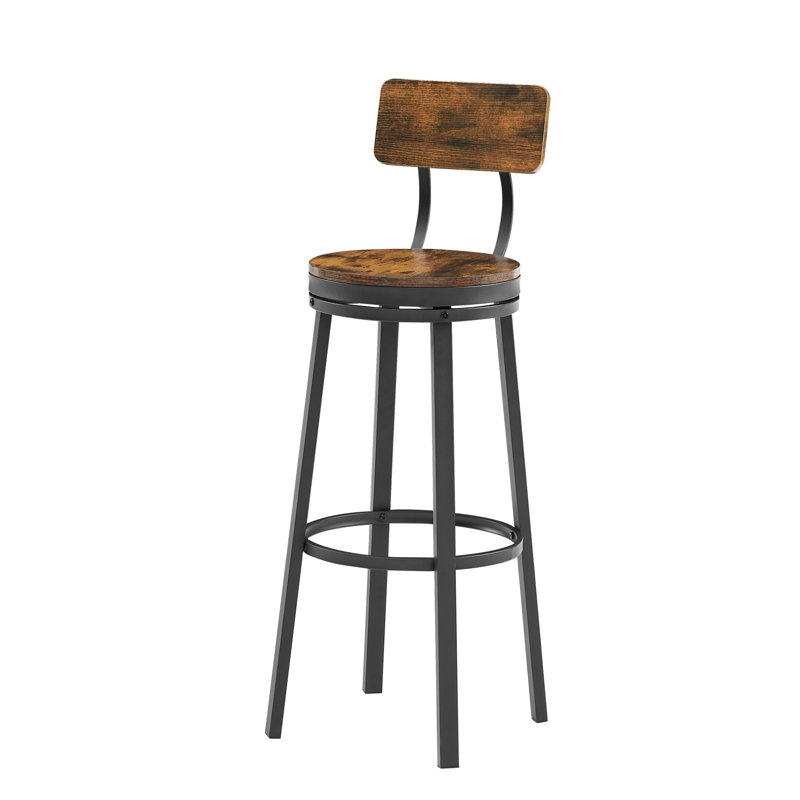 ° Tabourets de bar pivotants confortables, structure en métal brun rustique, style industriel pour les repas et les rassemblements