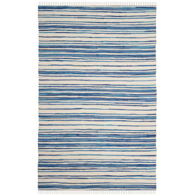 Brogun Handwoven Cotton Ivory/Blue Area Rug