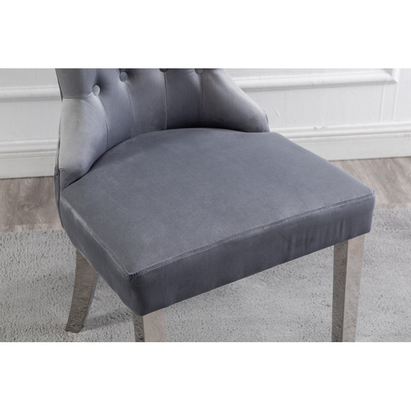 CHAISES EN TISSU DE COULEUR ORIQUE GRIS AVEC PIEDS ET POIGNÉES DE CHROMÉ (2 PAR BOÎTE), gris