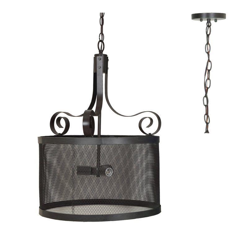 Lustre tambour à 3 lumières avec abat-jour