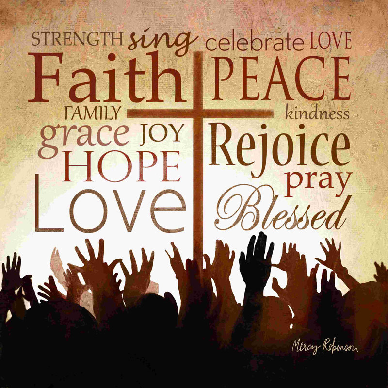 «Woration Hands Cross Faith Love Hope», H 20 po x l 20 po