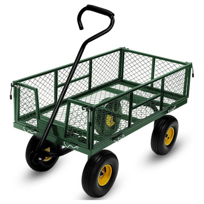Chariot de jardin robuste en acier pliable de 880 lb avec côtés amovibles (vert)