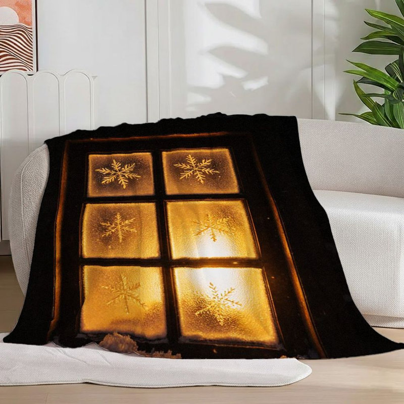1pc motif de pingouin couverture de flanelle douce décor de vacances douillettes, pingouins mignons de bande dessinée, pays des merveilles d'hiver, joie de Noël pour canapé / lit / voyage 50 * 60