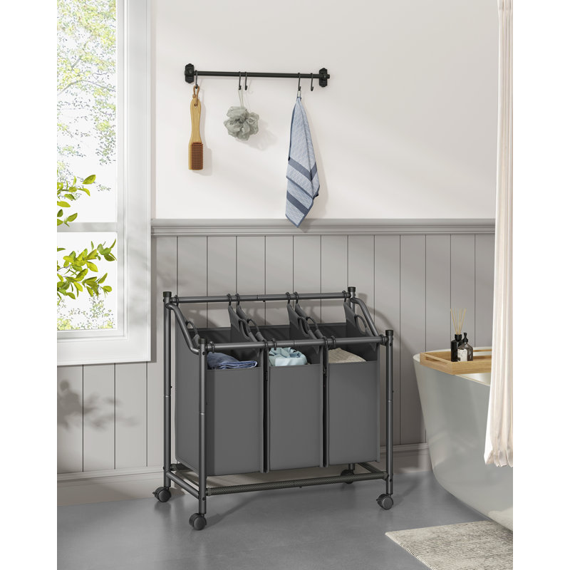 Rolling Laundry Hamper, Slate Grey