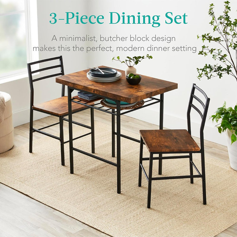 3-Piece Modern Dining Set, Space Saving Din...