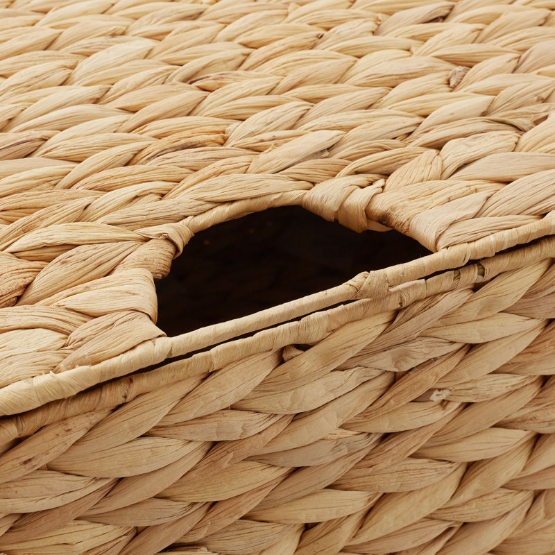 Water Hyacinth Rectangular Storage Baskets with Lids (Natural - Medium/Large)