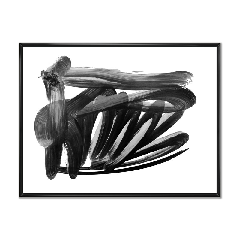 «Black Abstract Waves II», reproduction sur toile flottante, H 8 po x l 12 po x P 1 po, Cadre flottant noir