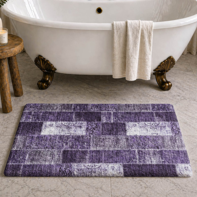 Tapis à poil long de qualité supérieure lavable à la machine ADS631, Purple, 1'8" x 2'6"