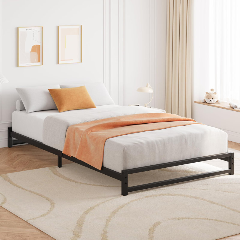 6 Inch  Bed, Metal Platform Bed Frame With Steel Slats Support, Mattress Foundation, Easy Assembly, No Box Spring Needed, Black