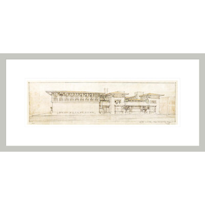 City National Bank and Hotel Mason City Iowa par Frank Lloyd Wright - reproduction d'art numérique encadrée