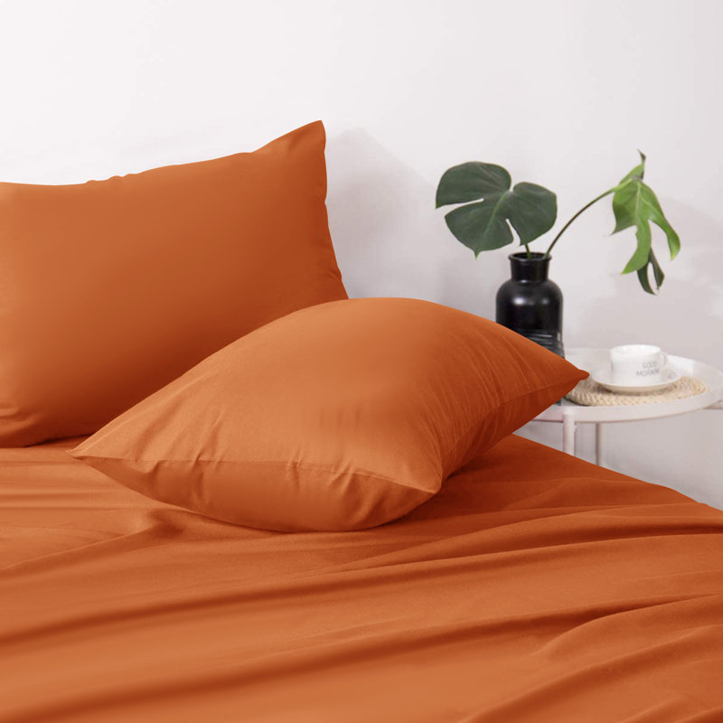 Jaramiah Super Soft Plain Microfiber PillowCase, Rust
