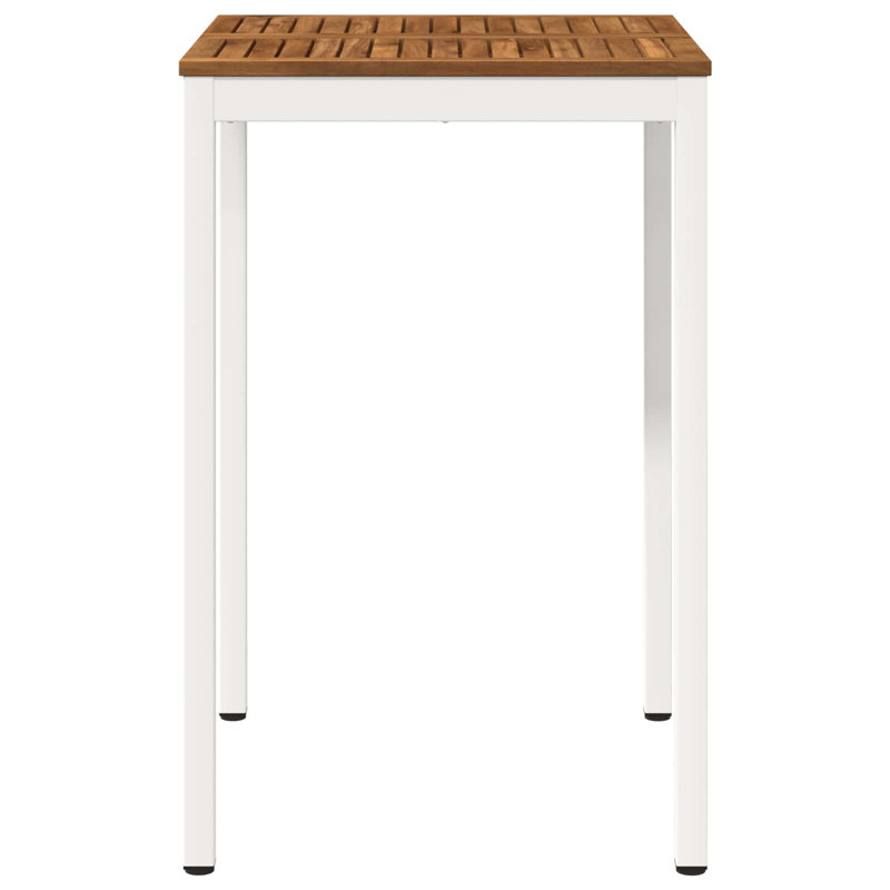 Acacia Dining Table with Steel Base, White, 105cm H x 70cm W x 68.5cm D, Brown