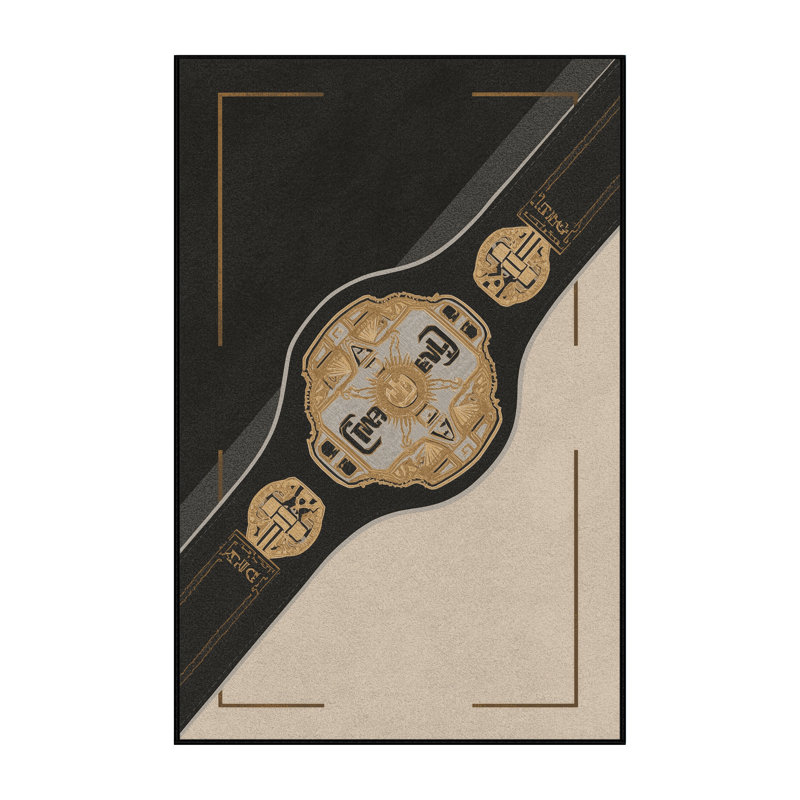 Tapis noir moelleux et moelleux avec ceinture de champion de boxe Ephialtes, 2 x 5