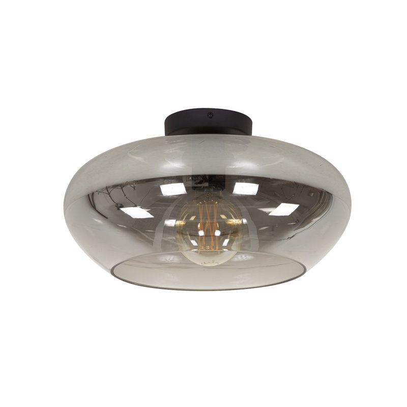 Bardo Flush Mount, Satin-Black/Silver