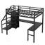 Lit mezzanine simple en métal de taille XL avec bureau en L, port USB, DEL et tablette réglable, idéal pour une utilisation compacte et multifonctionnelle
