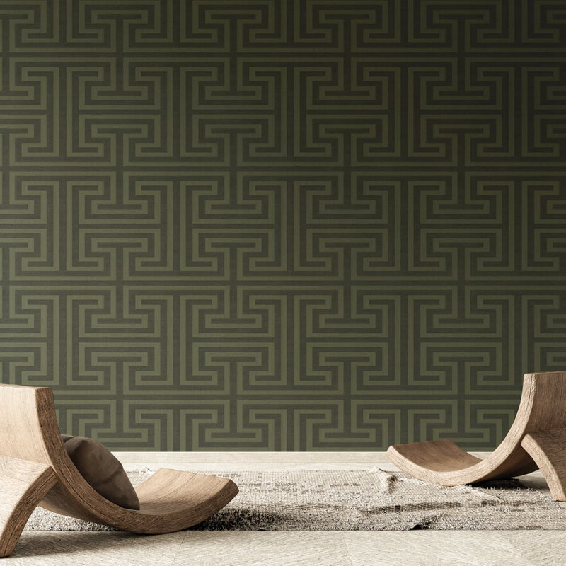 Synergy Geometric Maze Wallpaper Roll, Gold