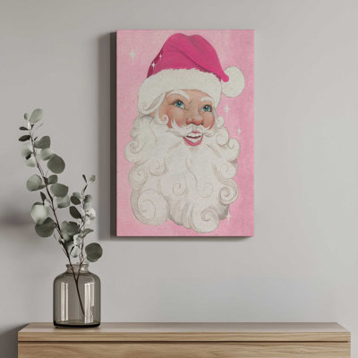 «Vintage Santa on Pink II» par Grace Popp, reproduction d'art sur toile