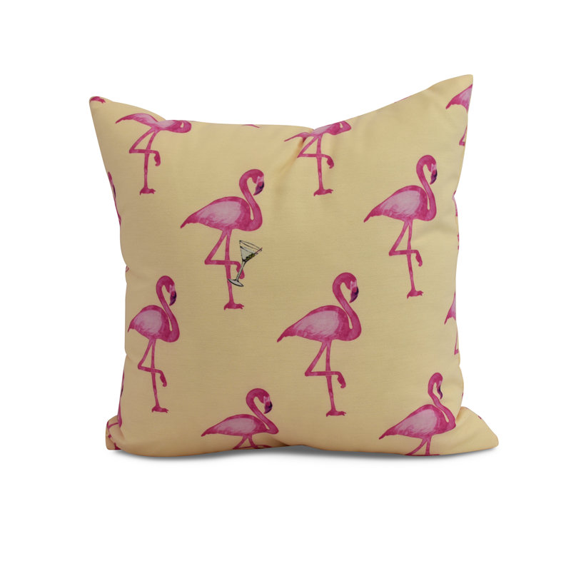 Palm Beach Outdoor Reversible Throw Pillow, Yellow, 18" x 18"