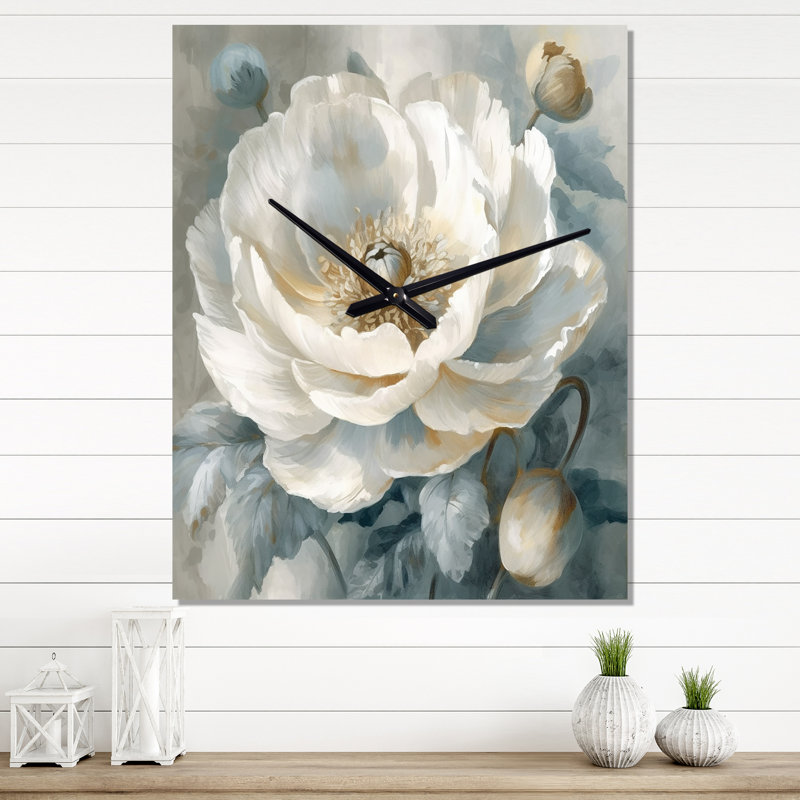 Jaisyn - Horloge murale pivoine florale, H 32 po x l 16 po