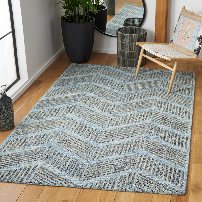 Metro Hand Tufted Wool And Cotton With Latex Geometric Rug, Rectangle 8' x 10'