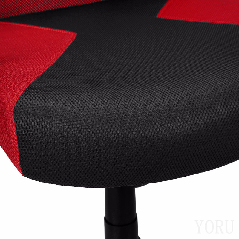 Chaise de bureau, hauteur réglable, pivotante, ergonomique, accoudoirs, bureau d'ordinateur, travail, filet rouge, métal noir, contemporain, moderne