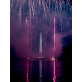 Fireworks At The Reflecting Pool Print by Angela Pan