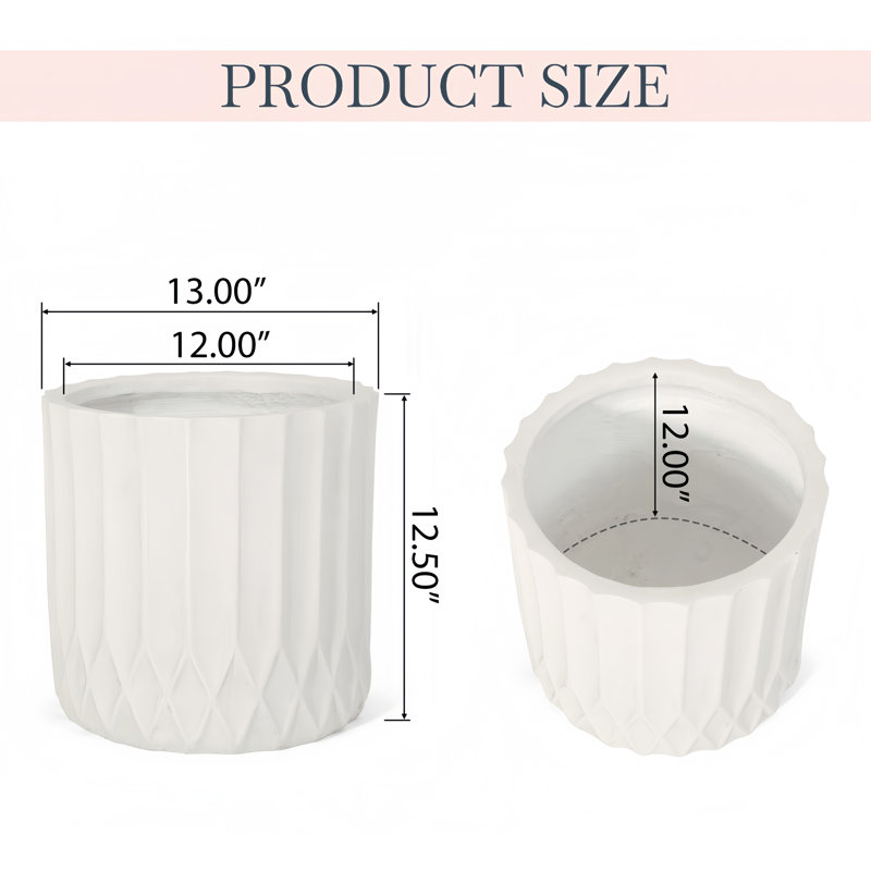 Pot à fleurs rond léger Mgo, H 12,75 po x l 12,75 po x P 12,75 po