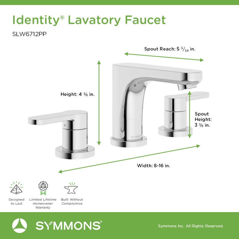 Identity Widespread Two Handle Bathroom Faucet with Push Pop Drain, Polished Chrome