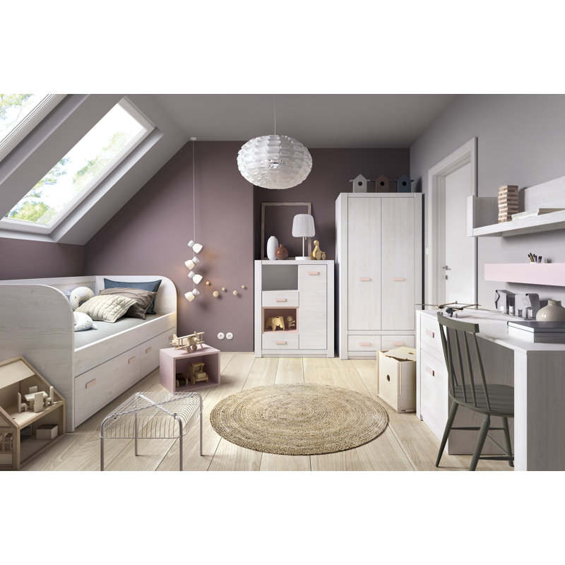 Hanley 2 Door Wardrobe, White/Pink