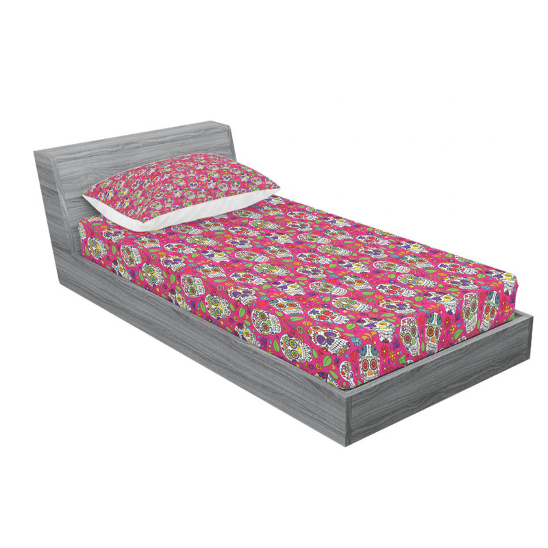 Microfiber Floral Sheet Set, Twin XL Sheet Set with Fitted Sheet
