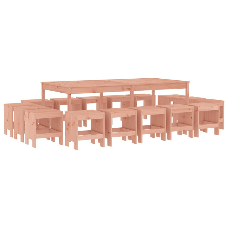 Schwaller 16 - Person Patio Dining Set with Rectangular Table, Natural Douglas