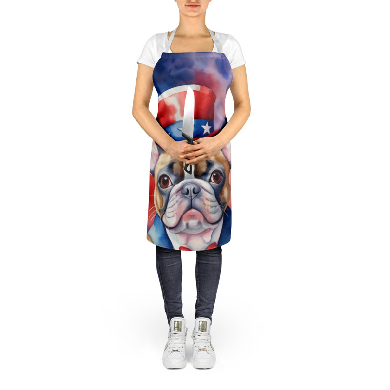 Patriotic American Apron, Brown French Bulldog