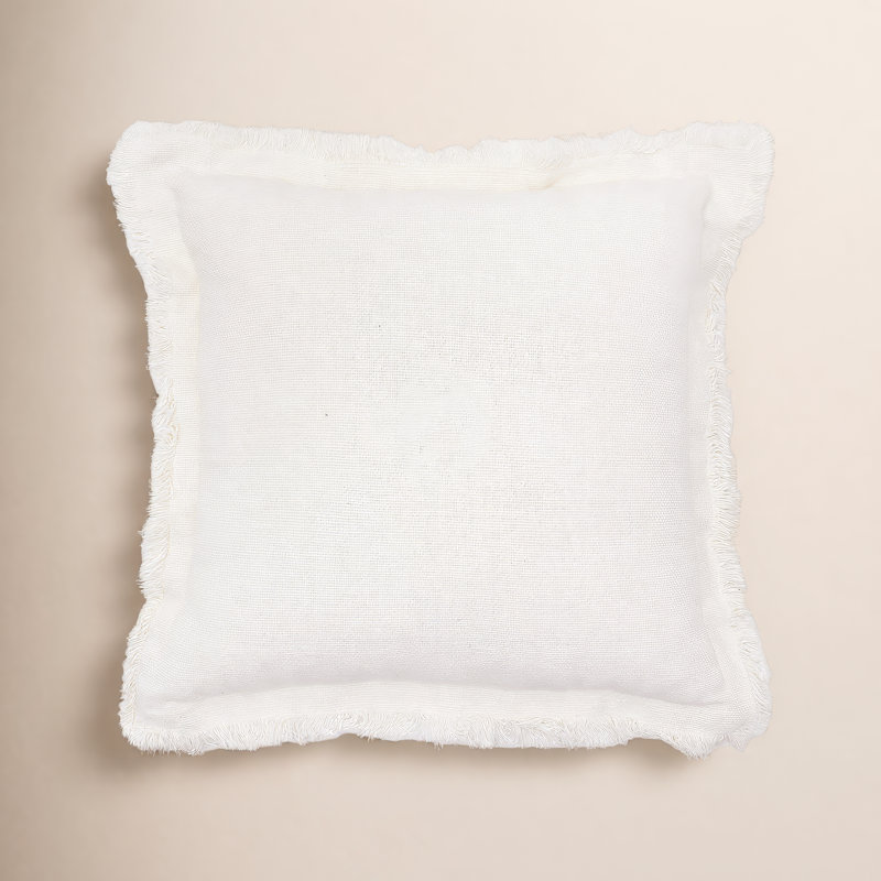 Porter Square Cotton Pillow Cover and Insert, Cream
