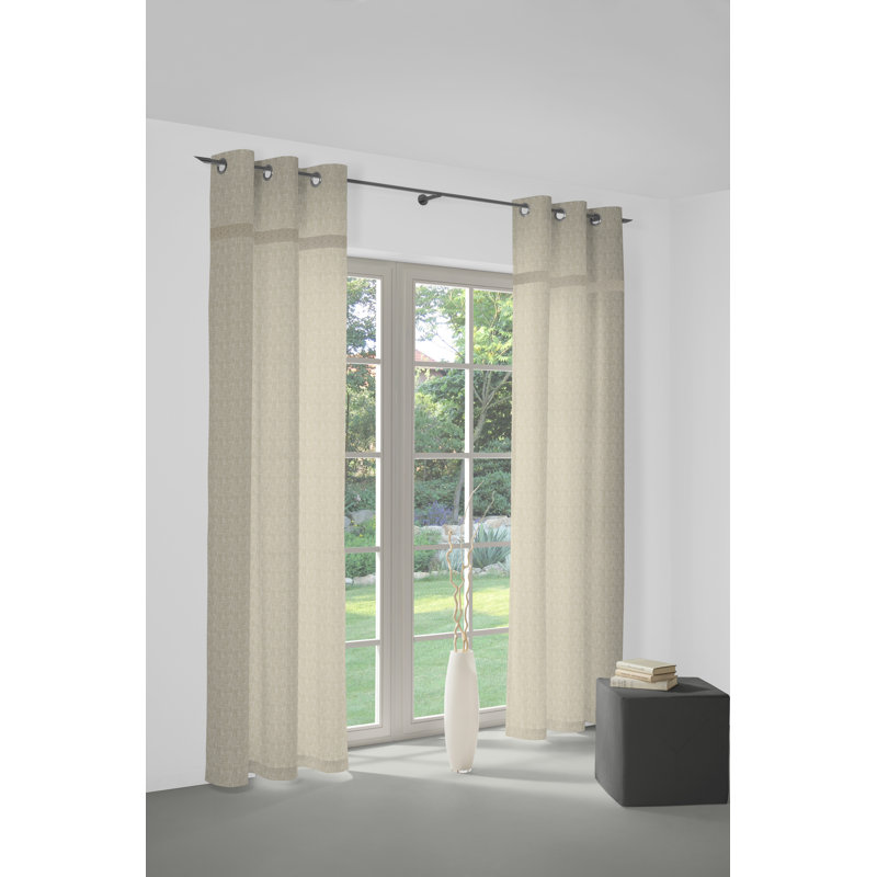 Lord Eyelet Curtain Single Panel, opaque, 150cm Width x 255cm Drop, Beige