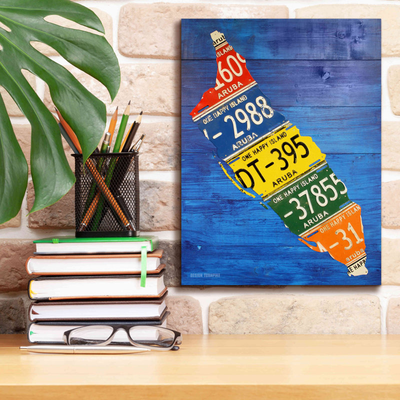 «Aruba Licence Plate Map» par Design Turnpike, H 16 po x l 12 po x P 0,75 po
