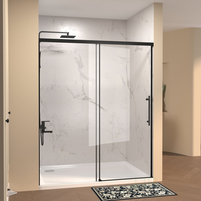 60 W × 72 H Single Sliding Shower Door With Clear Tempered Glass And Stainless Steel Handle For Modern Bathrooms, Shower Door