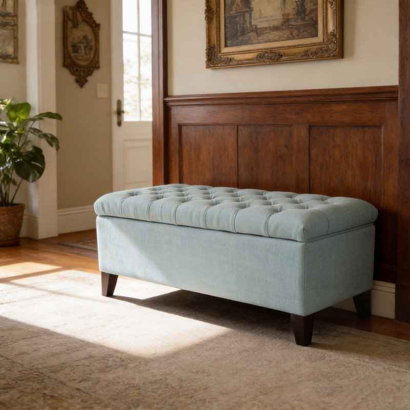 Banc de rangement polyvalent avec repose-pieds et charnières de sécurité, idéal pour les sièges supplémentaires et le rangement organisé dans n'importe quelle pièce