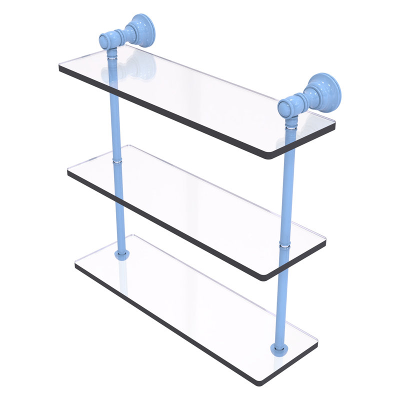 Freyja 3 Piece Glass with Towel Bar, 16" H x 22" W x 5.54" D, Flat Troll Blue