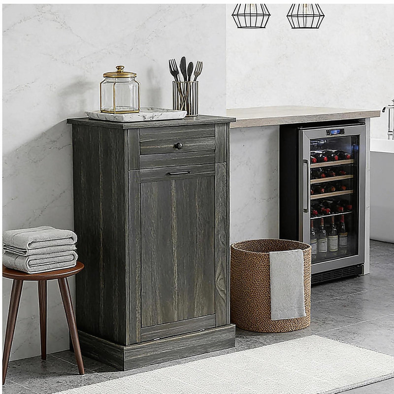 Trash Cabinet,Storage Cabinet(Trash can not included), Gray
