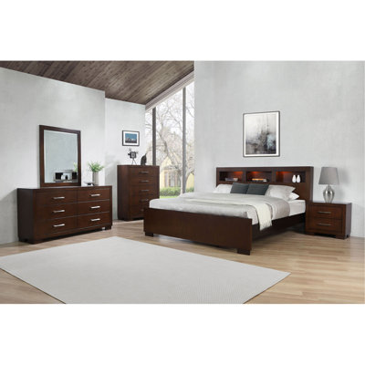 Cappuccino Queen Bed with Bookcase Headboard