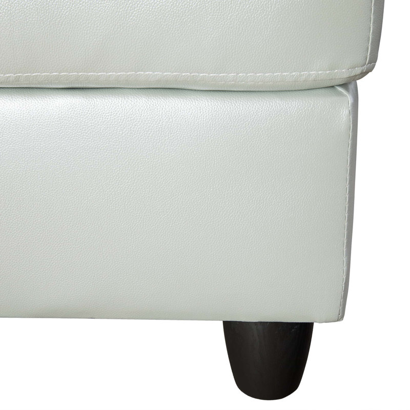 Beesley 103.5" Wide Faux Leather Sofa & Chaise with Ottoman, Right Hand Facing, Black, Silver Faux Leather
