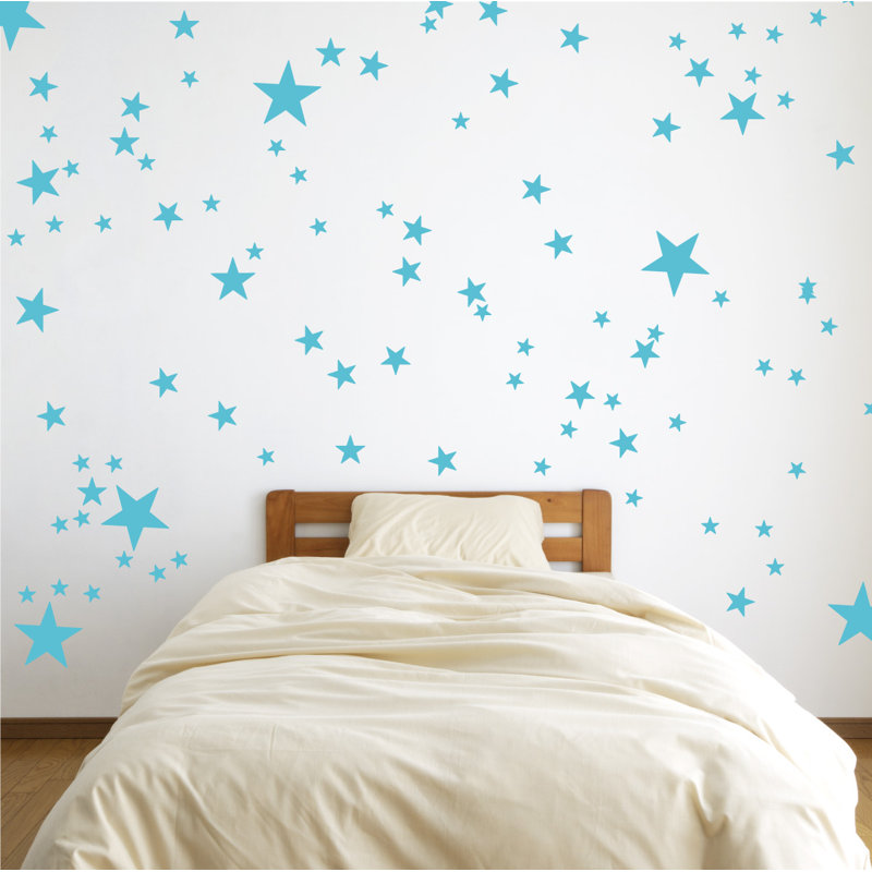 Adhésif décoratif étoiles, Bleu geyser, H 24 po x l 27 po x P 0,01 po