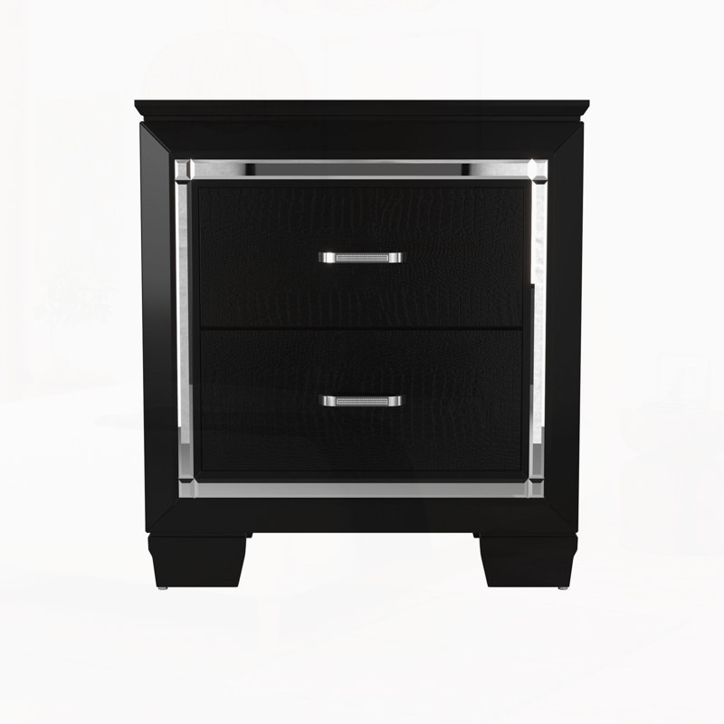 Table de chevet moderne avec tiroirs, Noir