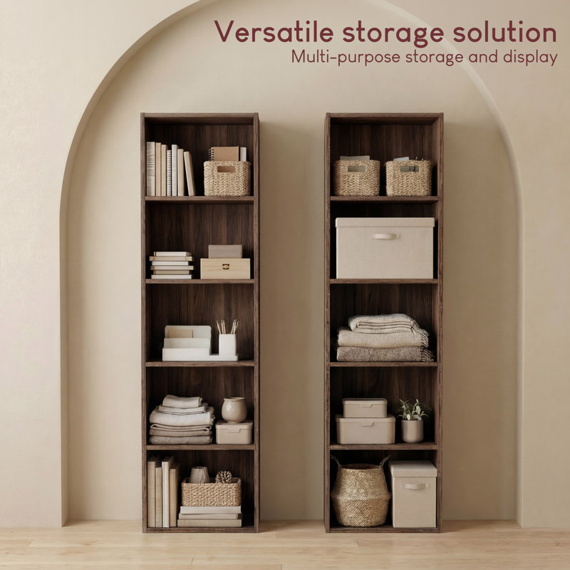 Gerardi 32cm W Standard Bookcase, Walnut, 132 cm H x 32 cm W